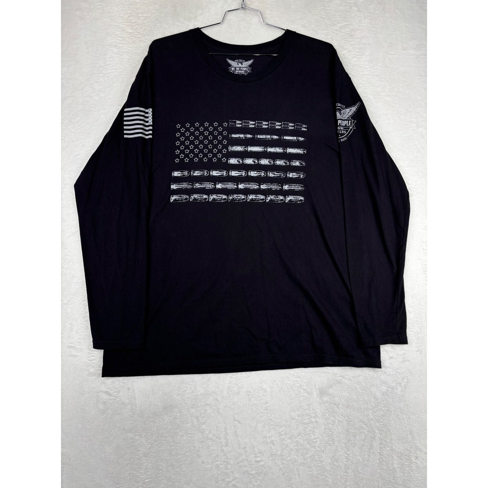 We The People Holsters Mens XXL Black Long Sleeve American Bullet Flag Graphic